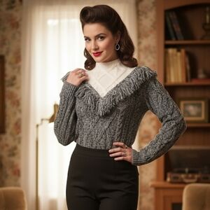 INTERMIX Deja Wool Fringe Sweater XS